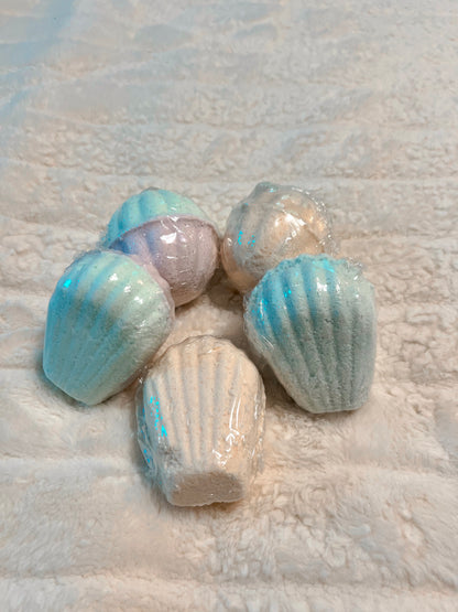 big bath bomb with a surprise sea shell inside