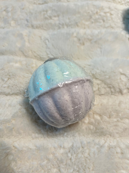 big bath bomb with a surprise sea shell inside